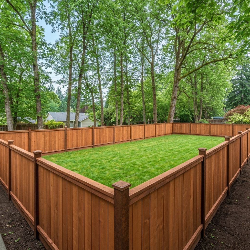 New wooden privacy fence installation